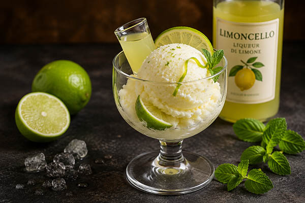 Coupe glacée arrosée citron vert